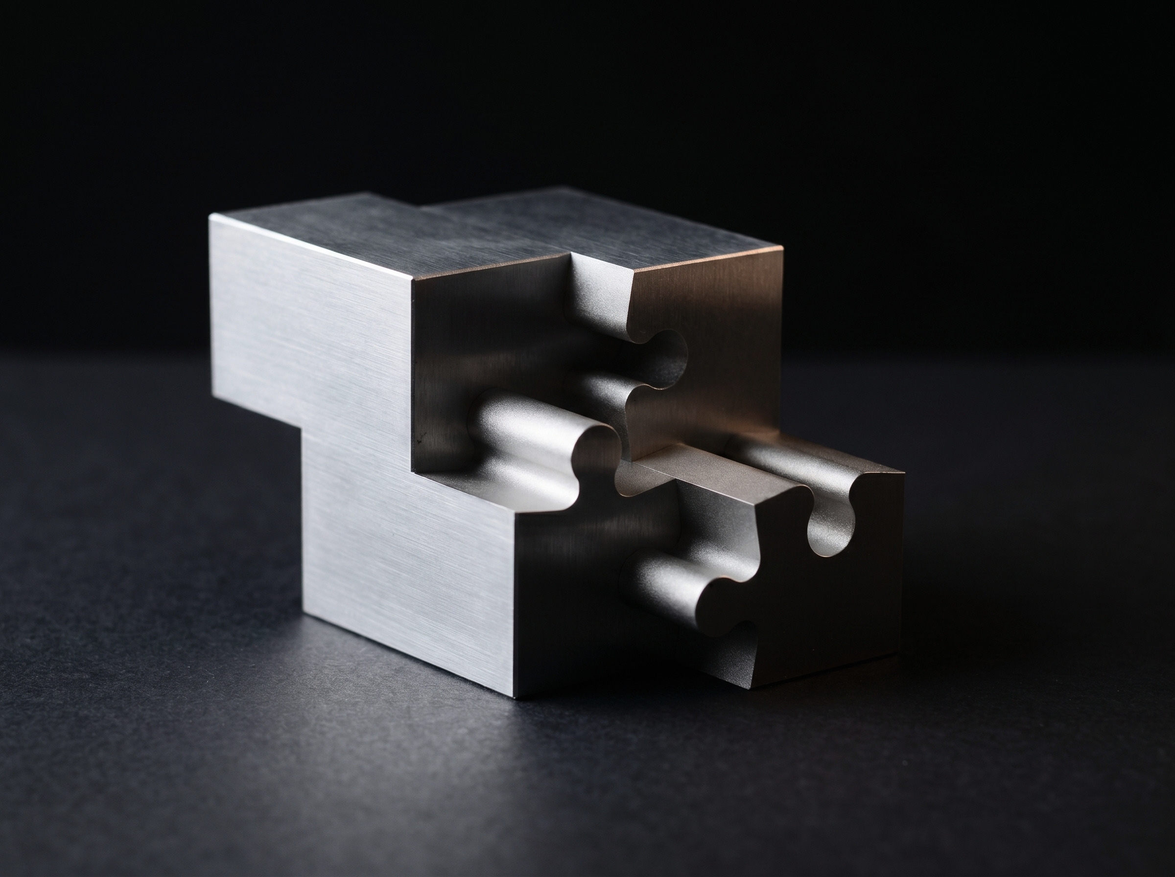 Puzzle-Würfel halb geöffnet auf Acrylständer